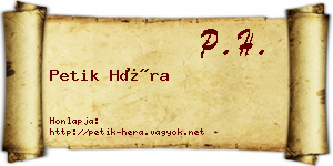 Petik Héra névjegykártya
